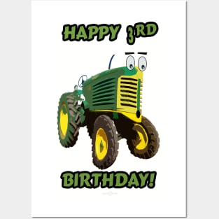 Happy 3rd Birthday tractor design Posters and Art